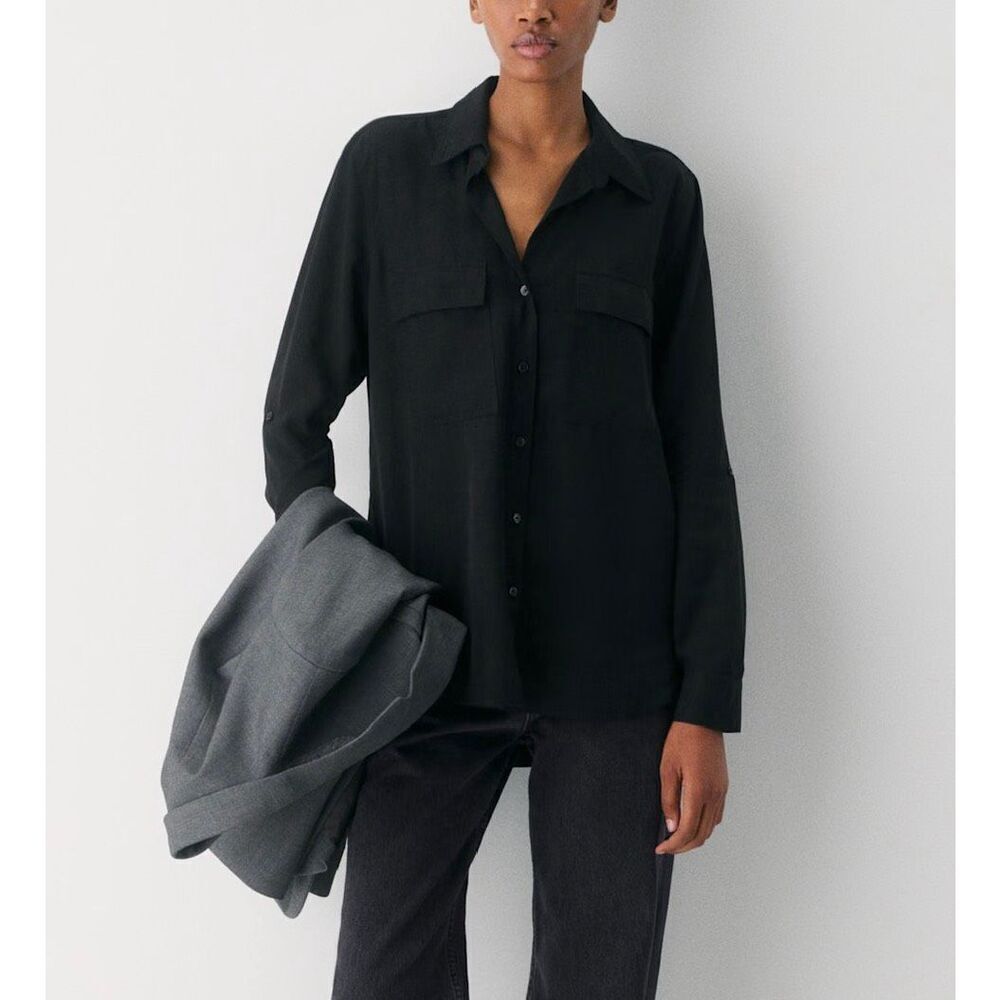 Babaton Utility Button Down Shirt  | Medium in Black